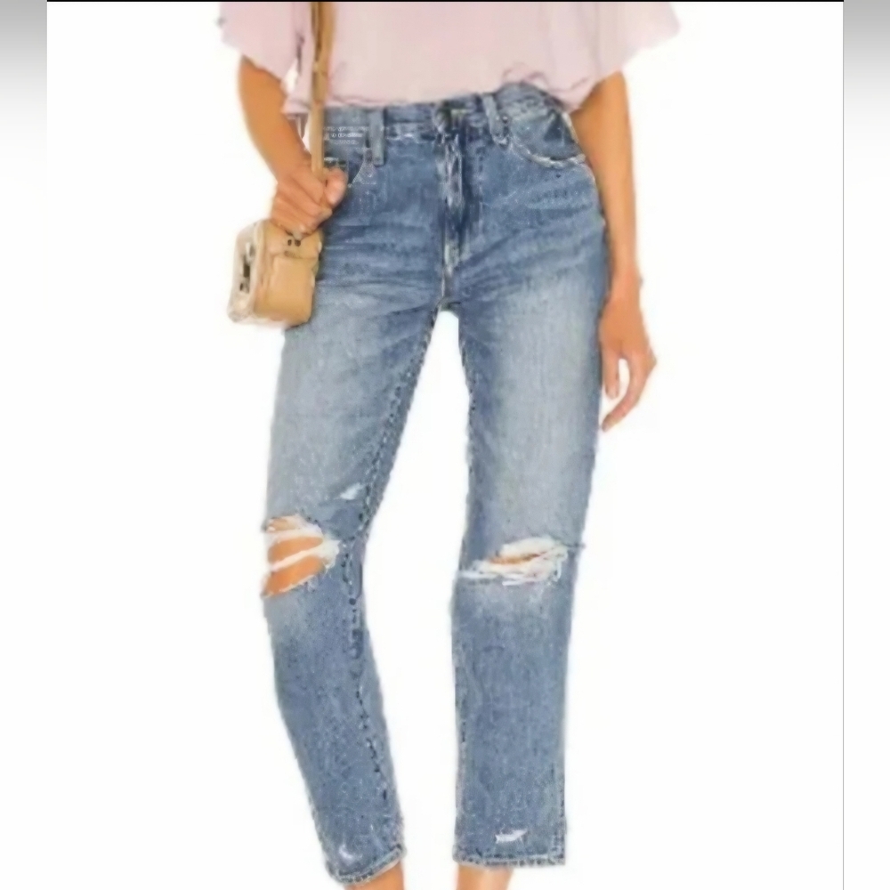 Pistola High Rise Relaxed Distressed Blue Jeans
